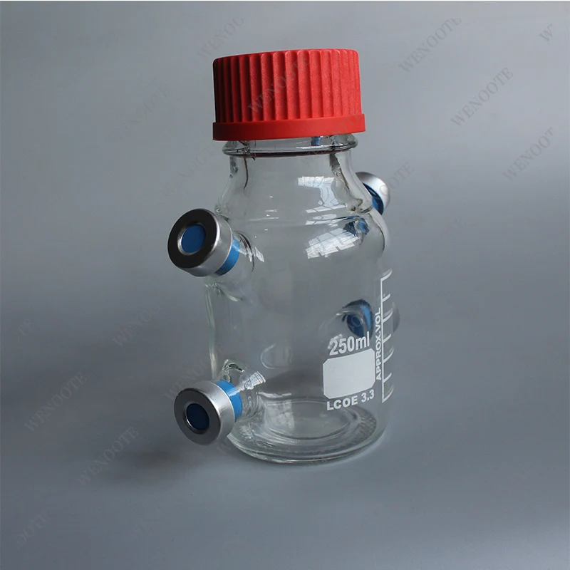 250ml jaw anaerobic bottle top empty bottle sealed sampling reagent bottle retention GL45 multi-port reagent.