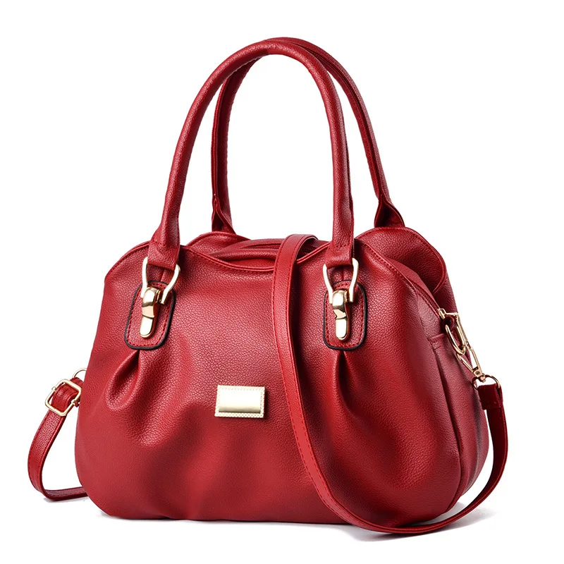 TRAVEASY 2022 Fashion PU Leather Top-Handle Bags for Women Casual Solid Color Female Shoulder Bags Large Capacity Tote Bags