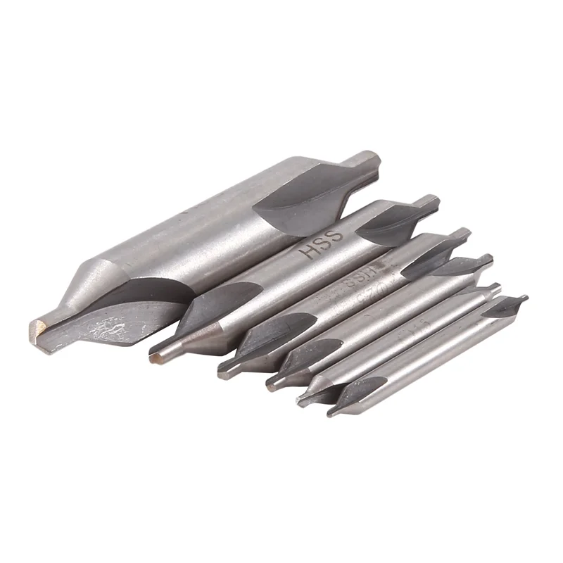 A76K 6 ชิ้น HSS รวมศูนย์สว่านชุด Bit Countersink 60 องศามุม 5/3/2.5/2/1.5/1 มม.