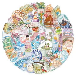 50Pcs Transparent Glass Fruit Animals Sticker for Phone Case Aesthetic Decoration Scrapbooking Stationery School Supplies