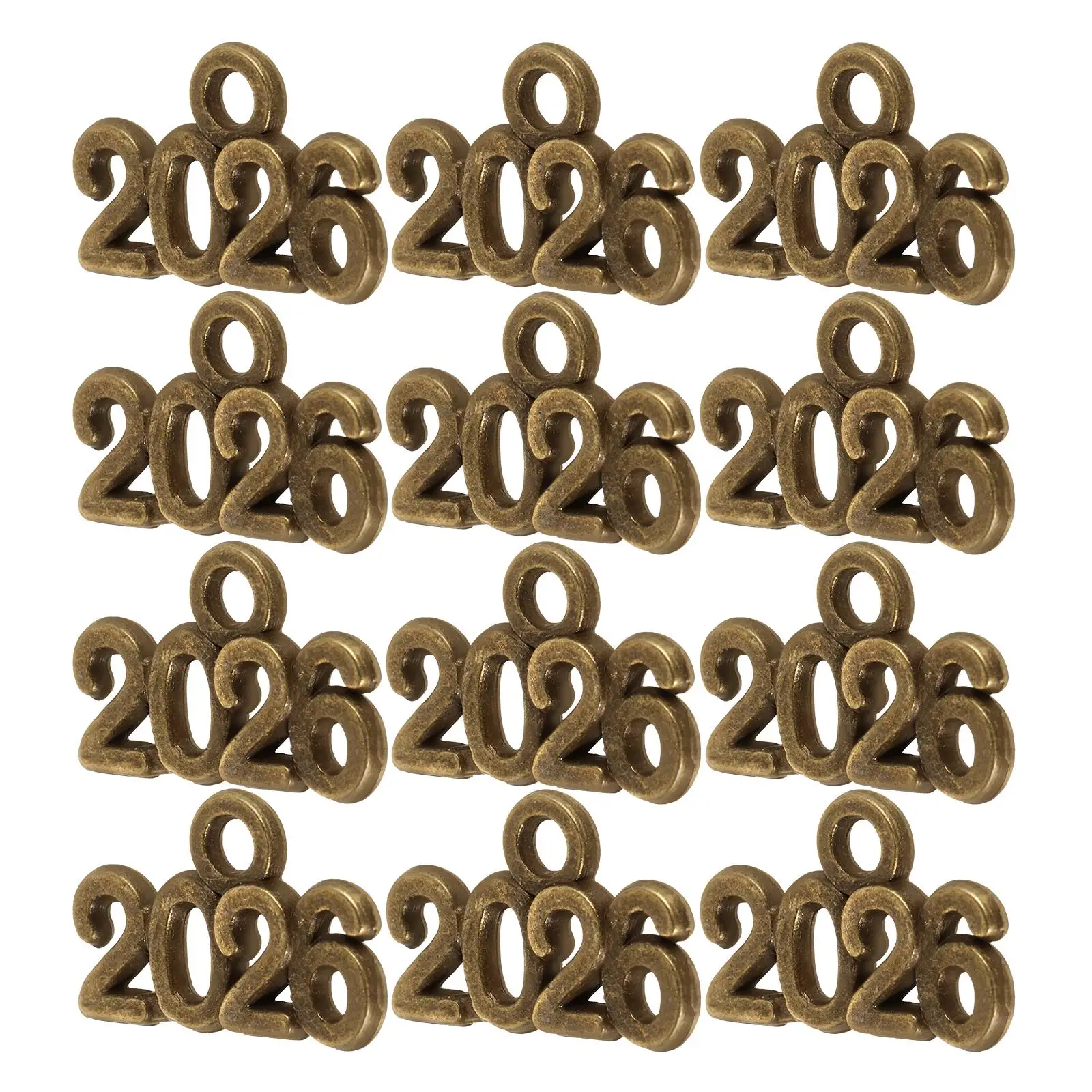 

100 Pcs Year Pendant 2026 Alloy Charms for Bracelet Keychain Diy Jewelry Making Embroidery Pendants Metal Crafts Valentines