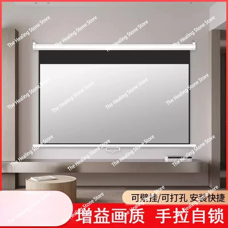 84 100 120 inch Motorized Projection Screen 4:3 16:9 Electric Drop Down Projector Screen Material Gray Fiberglass
