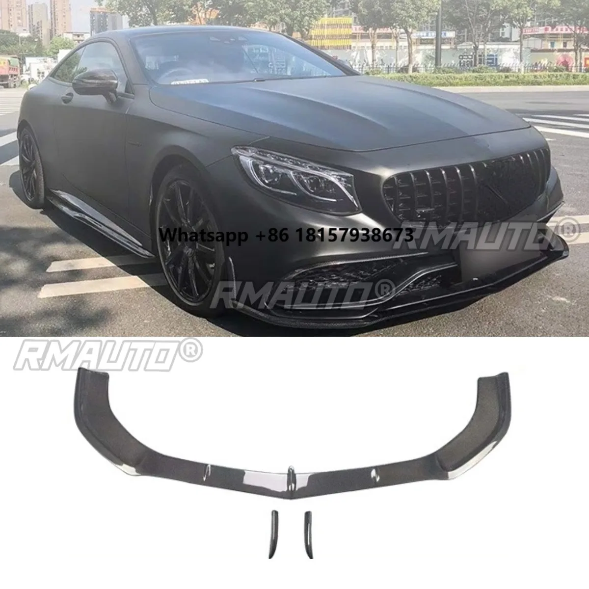 

Real Carbon Fiber Car Front Bumper Lip Diffuser Spoiler Modification Part for S-Class COUPE W217 S63 BR 2014-2017