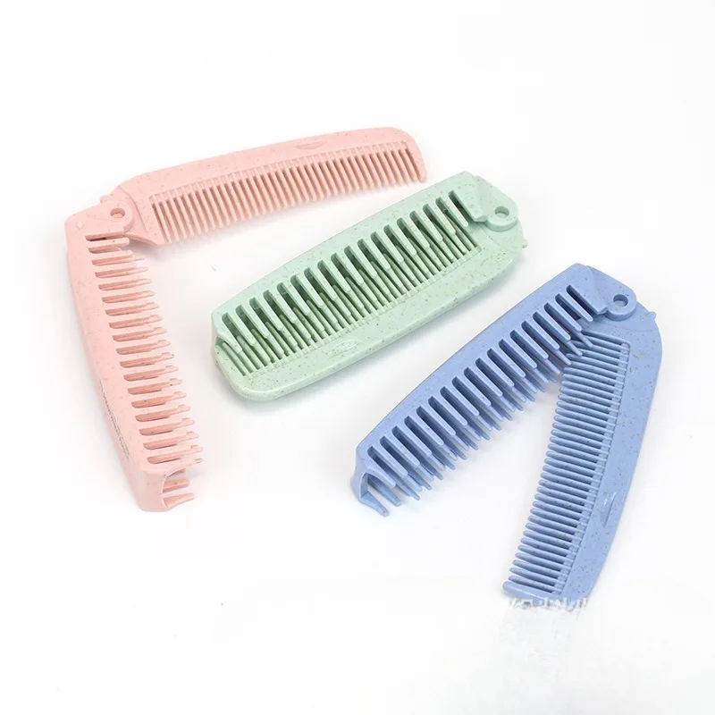 Wheat Straw Portable Folding Travel Comb Straight Curly Hair Beauty Comb Plastic Comb Hair Accessories