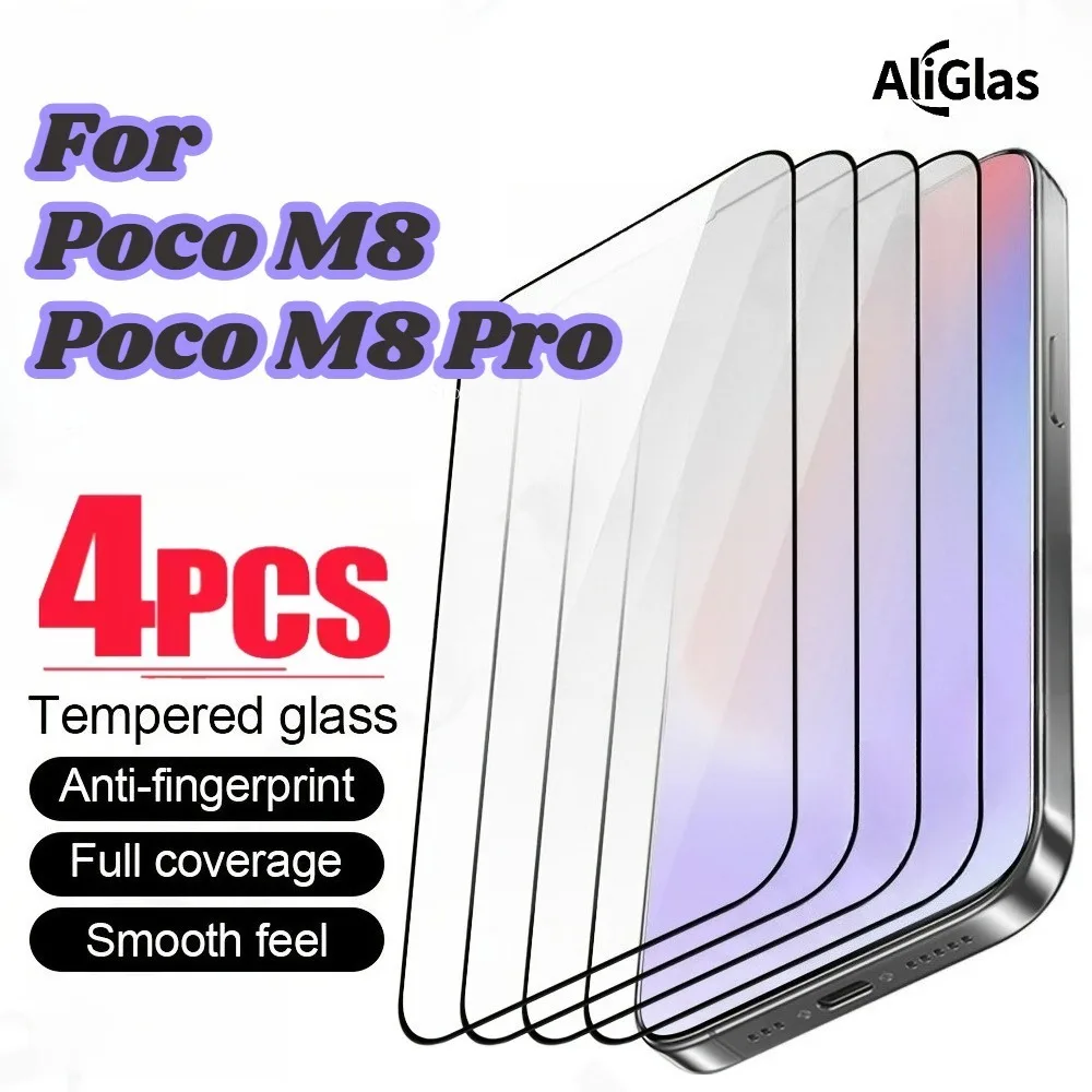 

4 Pcs Protectivel Films For Poco M8 Glossy Screen Protector Easy Installation For Xiaomi Poco M8 Pro 9H HD Tempered Glass Film
