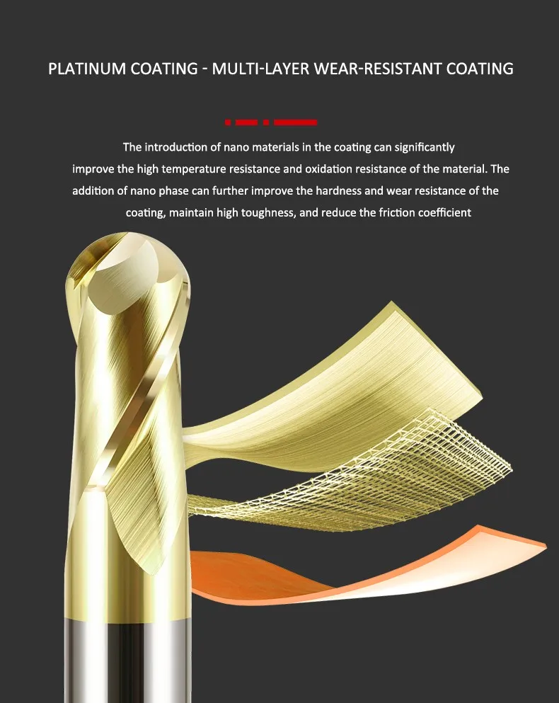 SHAZAM HRC68 Titanlegierung Spezial-Kugelkopffräser-Serie Wolframstahl-Fräser 2-Schneiden Kugelförmiger Hartmetall-Fräser – Detail 1