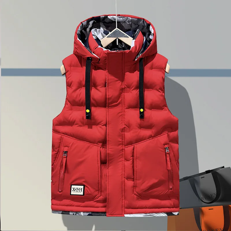 

Зимние жилеты с капюшоном, мужской жилет, пальто, мужские утепленные жилеты с воротником-стойкой, одежда, мужская куртка, жилет без рукавов, дорожный жилет