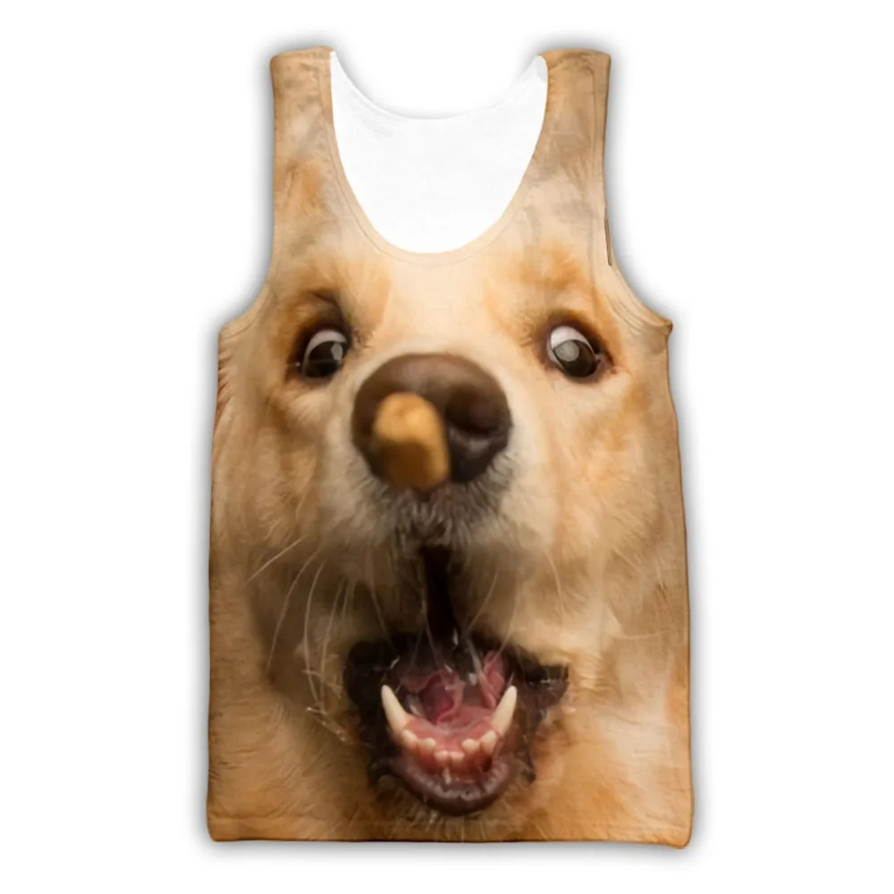 Summer Funny Animal Dog 3D Print Tank Tops Men Women Oversized Fitness Gym Vest Harajuku Casual Sleeveless T Shirt Men Clothing