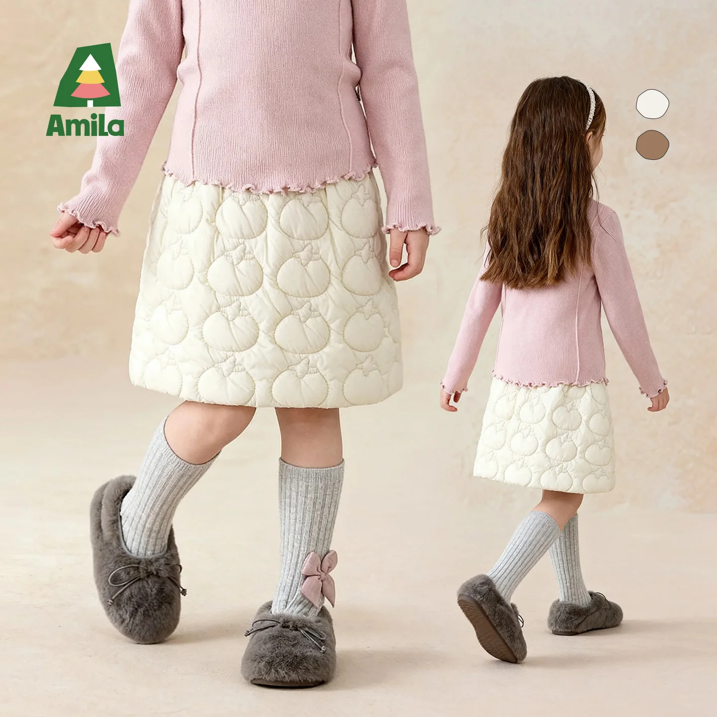 

Amila Kids 2025 Winter Girls' Skirt With Cotton Inner Layer For Long Lasting Warmth, Circular Quilted For Daily Use In Winter