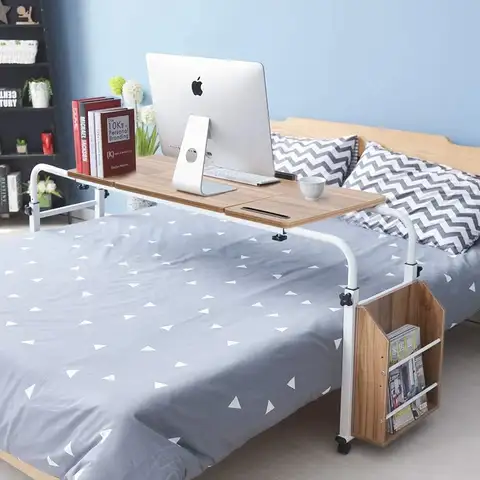 Mesa sobre la cama con ruedas para ordenador portátil, escritorio reclinable para ordenador móvil, estación de trabajo de pie, carrito para ordenador portátil con pesado