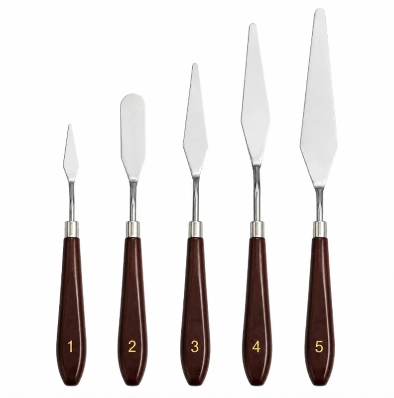 5 Stainless Steel Palette Knife Set Artist Painting Spatulas Oil Acrylic Art