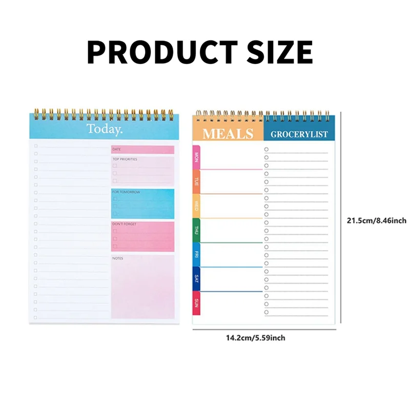 2 Piece Do List Notepad Planner Notebook As Shown 5.6 X 8.5Inch Weekly Planner Daily Task Pad Productivity Note Organizer