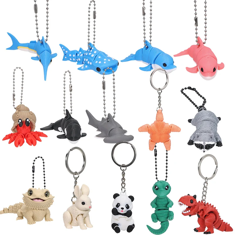 3D Printed Movable Joint Ferret Hermit Bearded Dragon Keychain Animal Figurine Fidget Toy Home Desk Decoration Gift