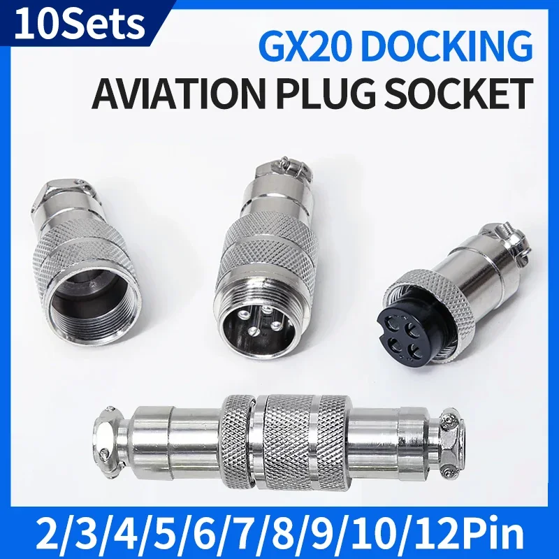 

GX20 2 3 4 5 6 7 8 9 10 12 Pin Male&Female Docking Aviator Aviation Plug Socket Circular Connector