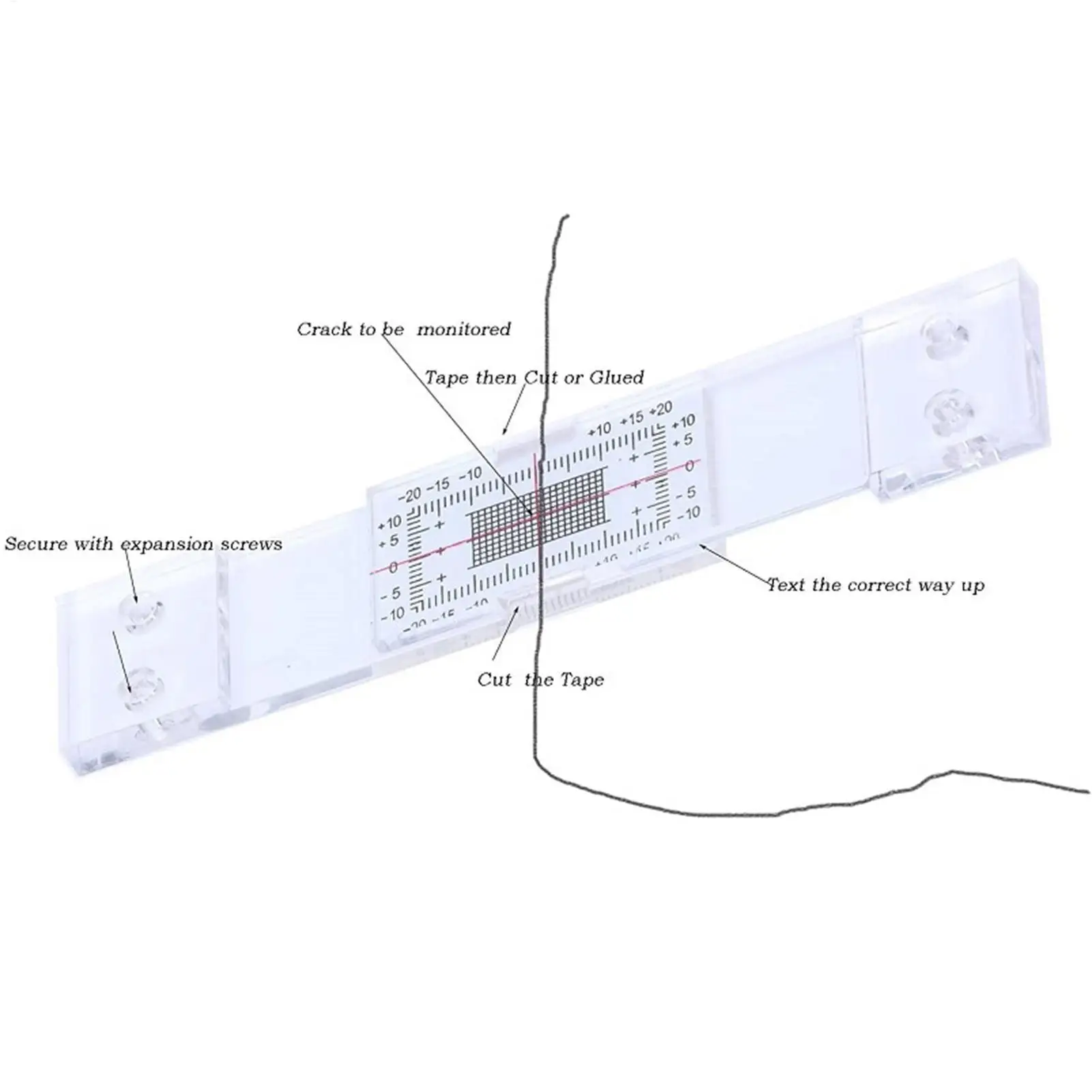 Clear Acrylic Crack Gauge Ruler Accurate Crack Monitoring Record Tool Crack Monitor Gauge For Monitoring Wall Deformation Crack