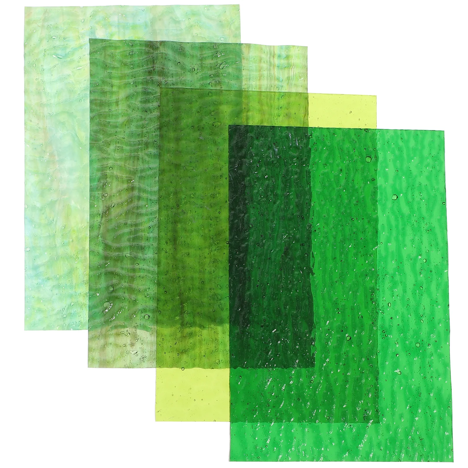 4Pcs Mosaic Glass Sheets Water Ripple Pattern DIY Pieces for Craft Supplies Stained Glass Projects Decorations