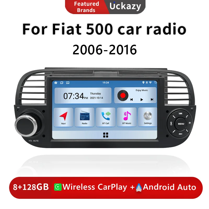 

Uckazy Android 12 Car Radio Player For FIAT 500 Abarth 2007-2015 Multimedia GPS Navigation autoradio Support Carplay RDS DAB