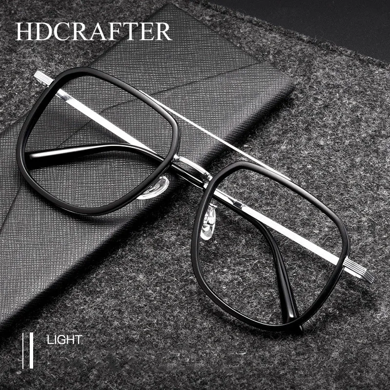 

HDCRAFTER Ultra-light TR90+Pure Titanium Eyeglasses Frame Men Big Face Size Optical Prescription Glasses Frame Women 2218YJ