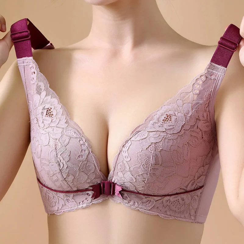 Reggiseno da donna Sexy confortevole con fibbia anteriore ricamo bella schiena estate reggiseno regolabile di grandi dimensioni da donna