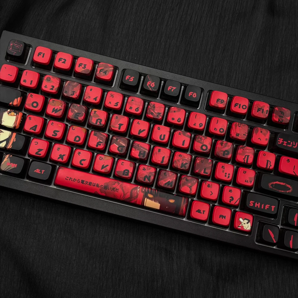 MAIMOOO Makima Keycaps ASA Profile Chainsaw Man Anime Keycap PBT+PC Four-sided Translucent Red Black Pudding Keyboard Key Caps