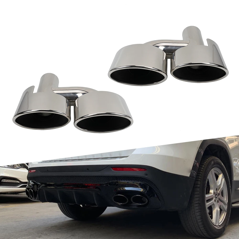 Stainless Steel H Type Exhaust Tail Pipe Dual Muffler Tips for Mercedes Benz 11-14 AMG W204 Exhaust Pipe Muffler Tip