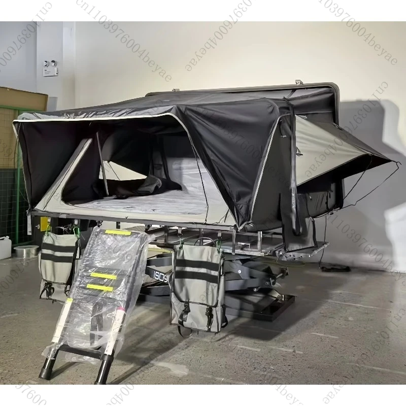 Quick Easy Setup ABS Hard Shell Roof Top Tent Waterproof Side Open Clamshell 3-4 Person Offroad Camping with Ladder Accessory