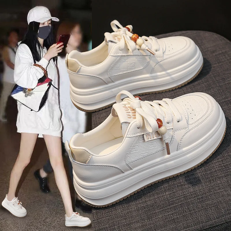 

2025 Korean Style Casual Shoes for Women New Versatile All-Season Sneakers Breathable Thick-Soled Shoes Soft-Soled Women's Shoes