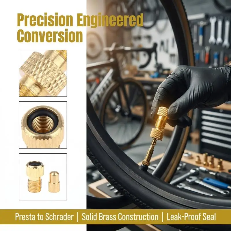

5Pcs Bike Presta To Schrader Valve Adapter Copper F/V To A/V Bike Tire Converter French Valve Adapter Tire Pump Connectors