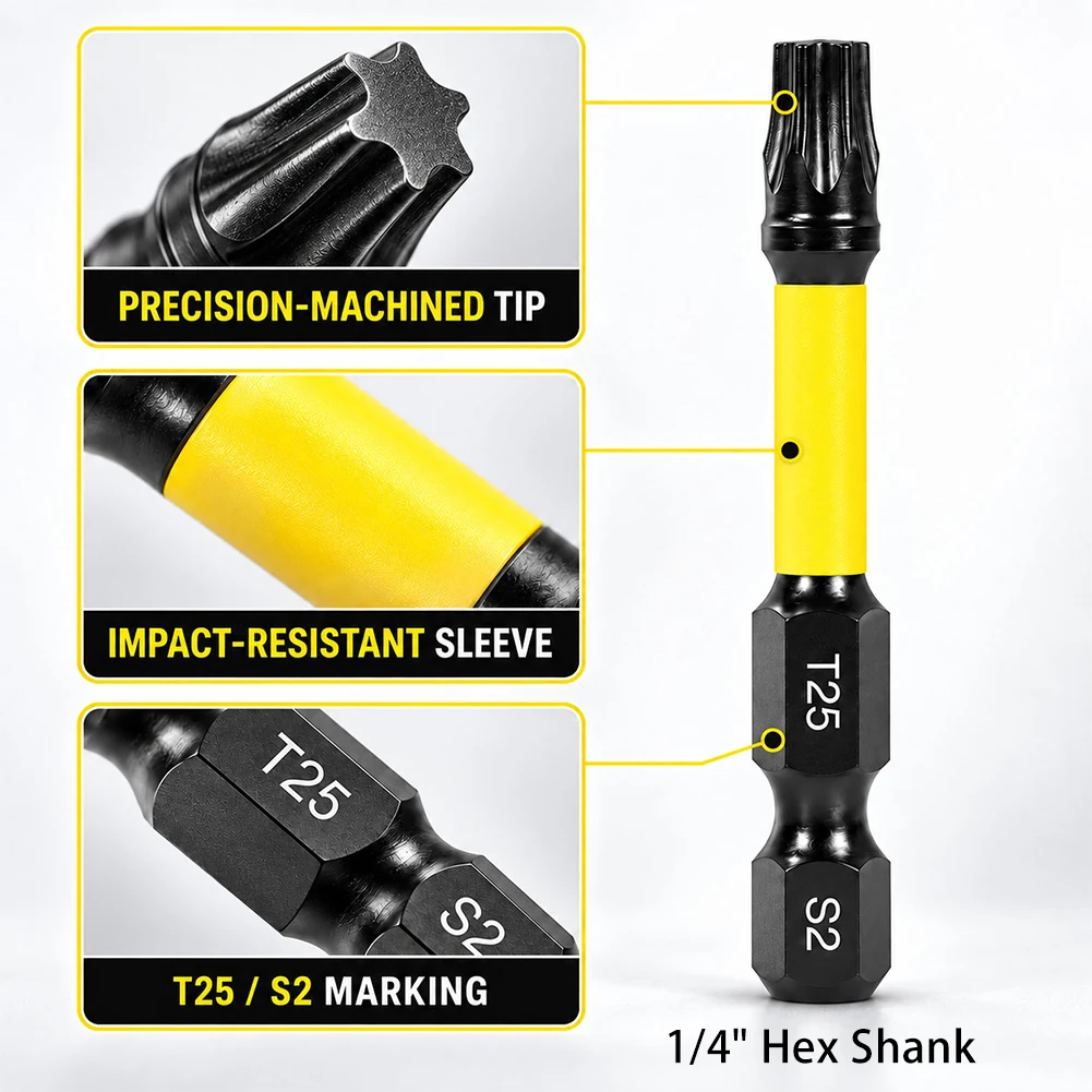S2 Alloy Steel T20 T25 Torx Bit Tools 1/4
