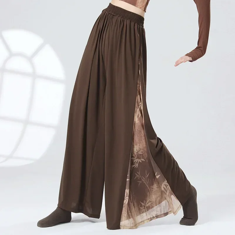 summer-and-autumn-professional-classical-dance-practice-suit-women's-guofeng-wide-leg-pants-ink-modern-dance-dancing-clothing
