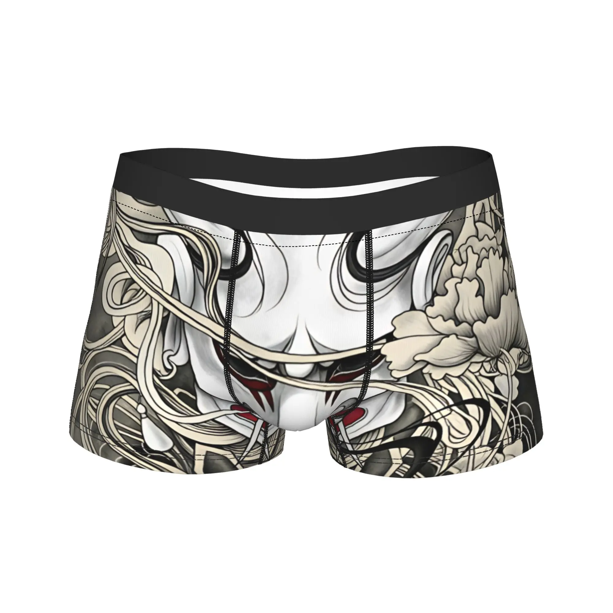 Japanese Demon Tattoo Design Underwear  Elastic Underpants Customs Shorts Briefs For Men Pouch Large Size Trunk