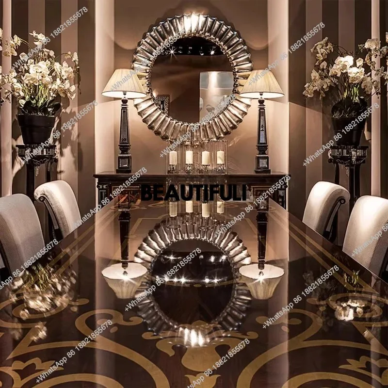 

RR European art, American living room decoration, side-hanging mirror background wall entrance wall-hanging round mirror