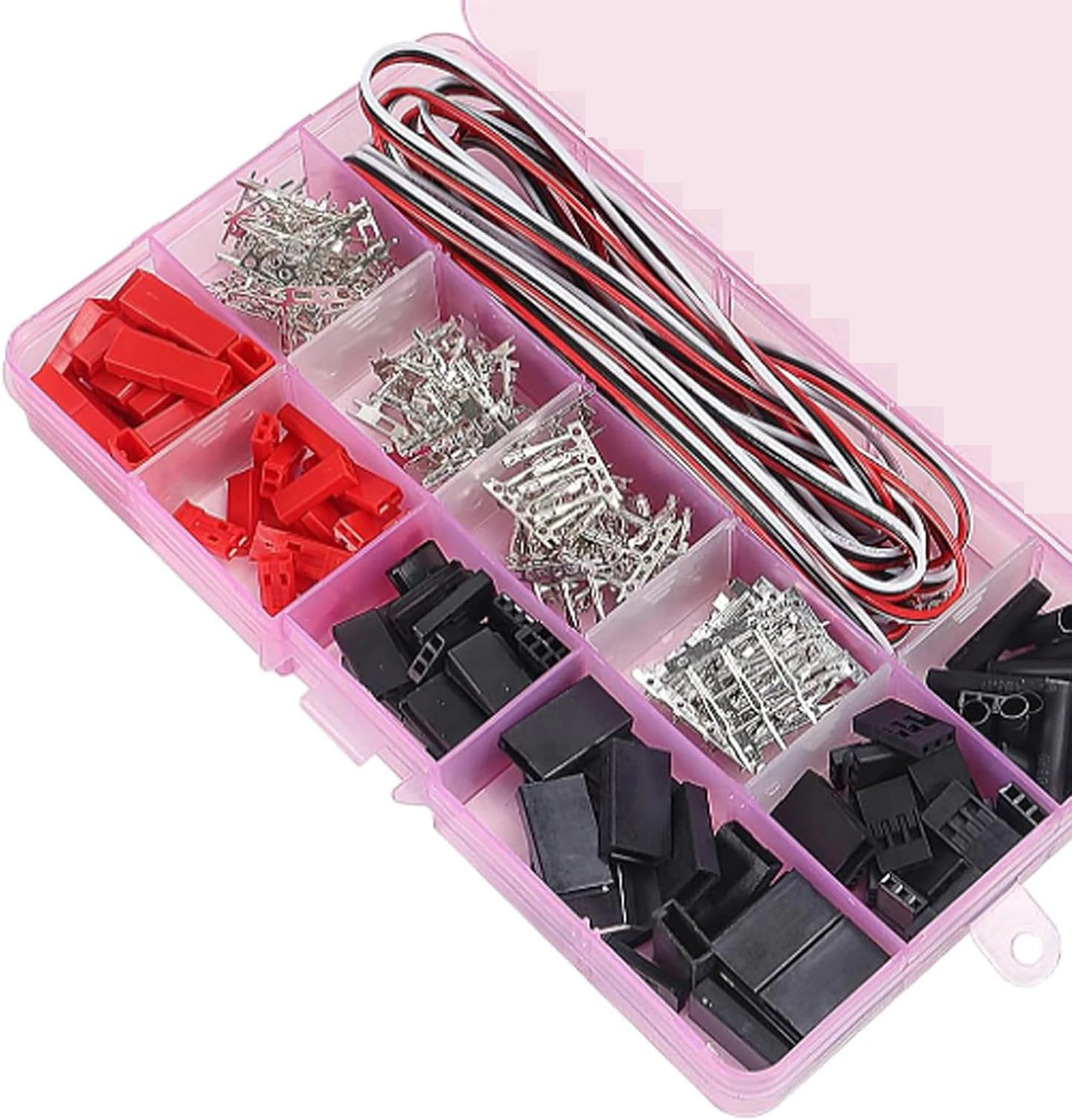 Kit de conector Servo JST, 40 juegos de conector Servo macho hembra, Kit de Cable de Pin de engarzado Compatible con JST SYP Futaba para Hitec Spektru