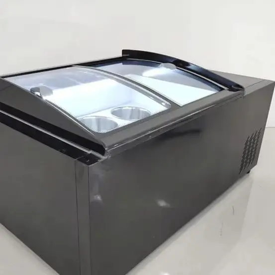 

Commercial Ice Cream Display Freezer Dessert Popsicle Glass Display Cabinet for Shop Use Black/White Color Options