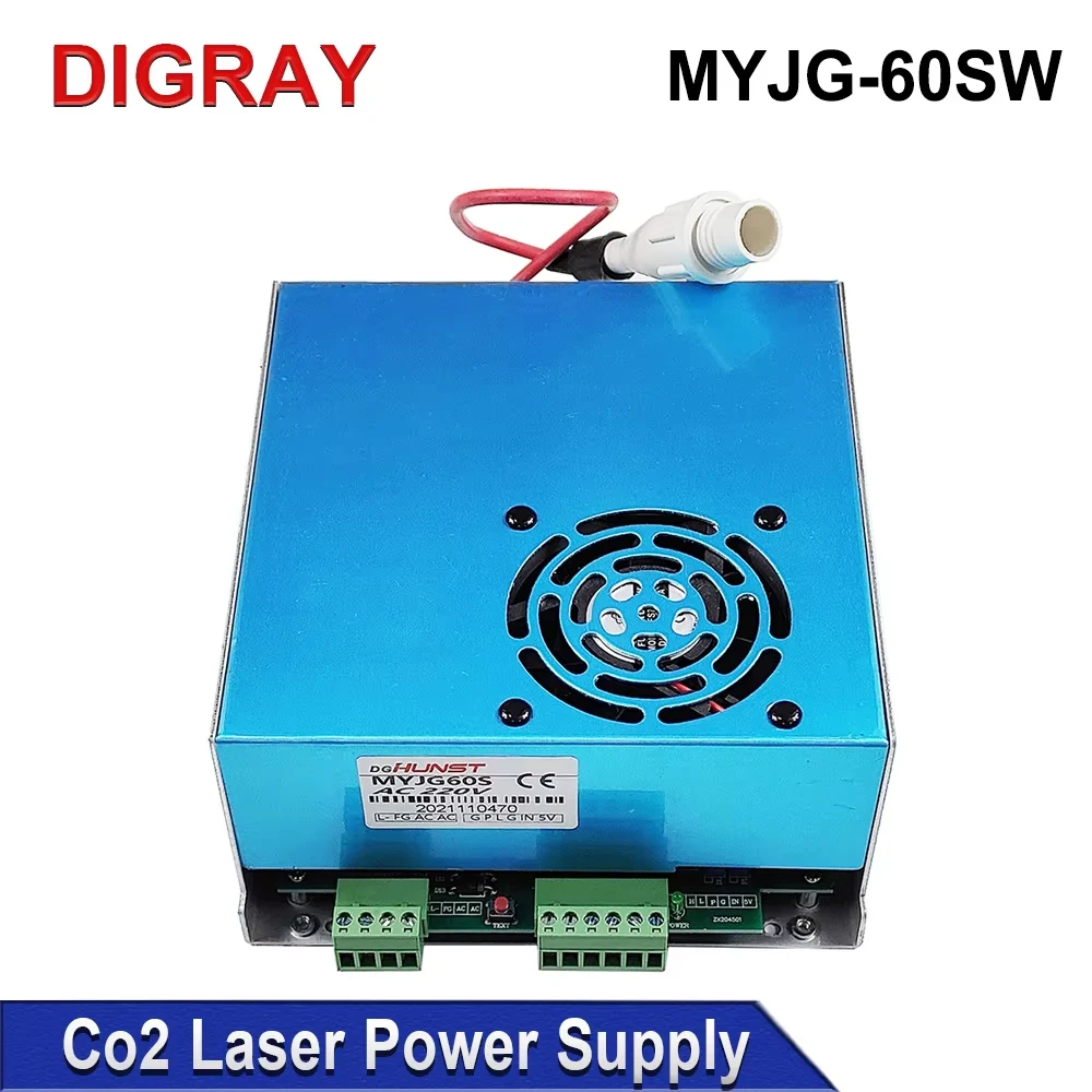DIGRAY MYJG-60W CO2 レーザー電源 110V/220V オプション、50W 60W 切断および彫刻機ガラス管に適しています