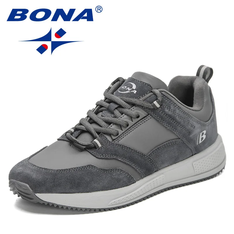 

BONA 2023 New Designers Handmade Casual Shoes Men Genuine Leather Leisure Shoes Flat Platform Walking Shoes Outdoor Footwear Man