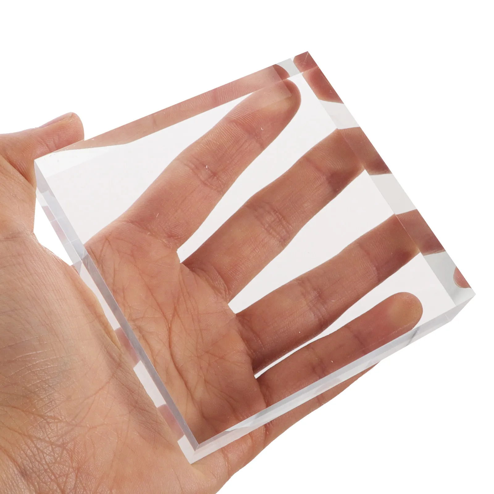 

2Pcs Clear Polished Acrylic Jewelry Display Cube Base Square Stand for Rings Collectibles Boutique Craft Display Block