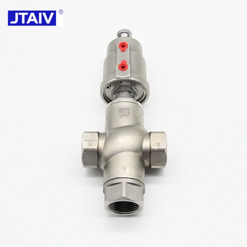 JTAIV Double Acting Stainless Steel Air Water Steam Pneumatic Angle Seat Valve 2 Way Air Control Angle Seat Valve