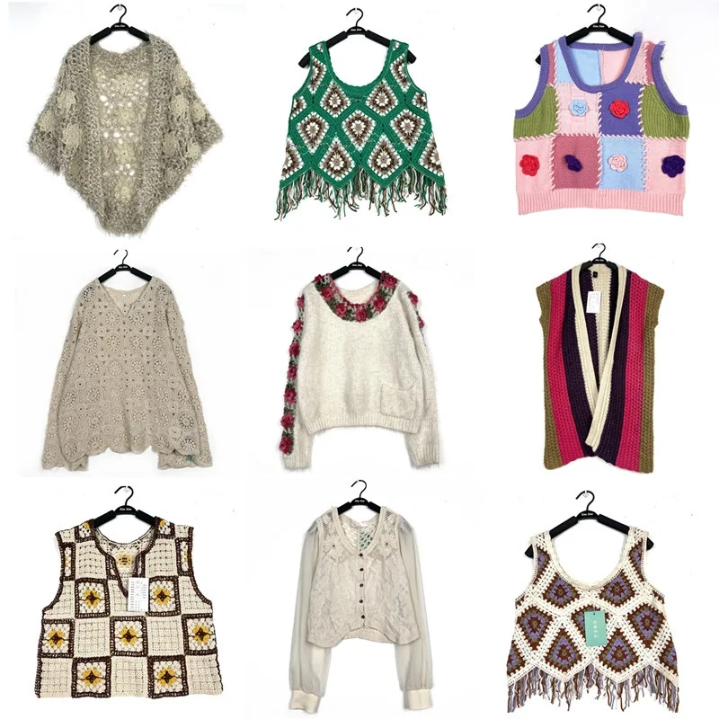 

Handmade Vintage Spring Autumn Hollow out Hook Flower Forest System Countryside Sle Sweater Coat Lazy Sle Women's Knitwear