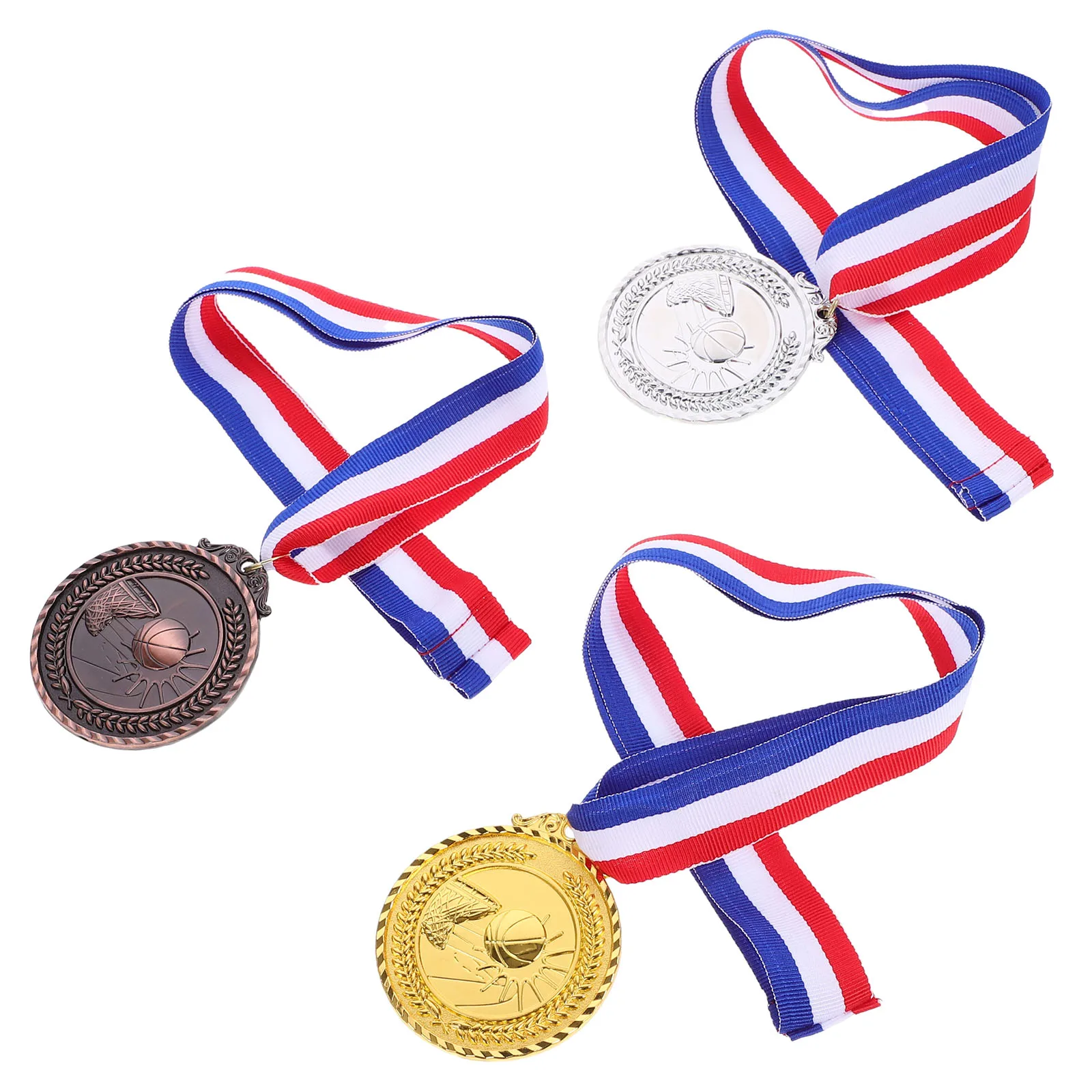 

3pcs Metal Award Medals Zinc Alloy Gold Silver Bronze Student Sports Competition Commemorative Medals Kit for Kids