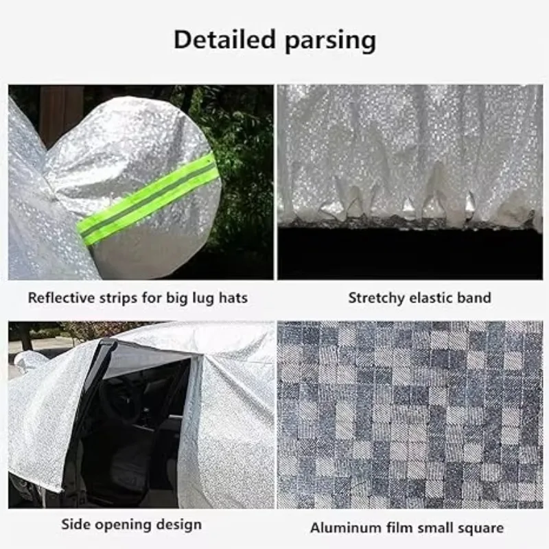 Outdoor Reflective Strips Waterproof Windproof Sun Dust Storm Protection Aluminum Film Full Cover Automobiles Cover