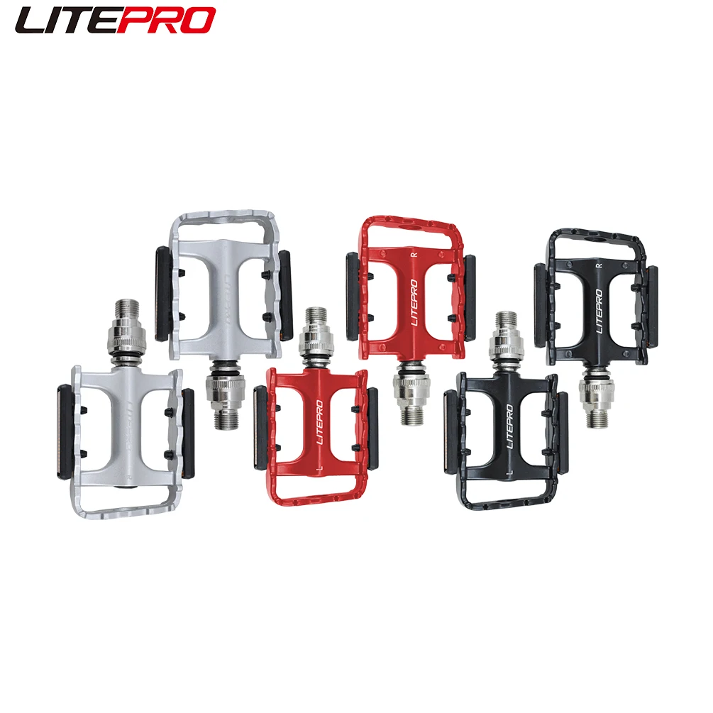 Litepro Bicycle Steel Axle Quick Release Pedal 14mm Thread Sealed Bearing Pedals For Brompton Folding Bike