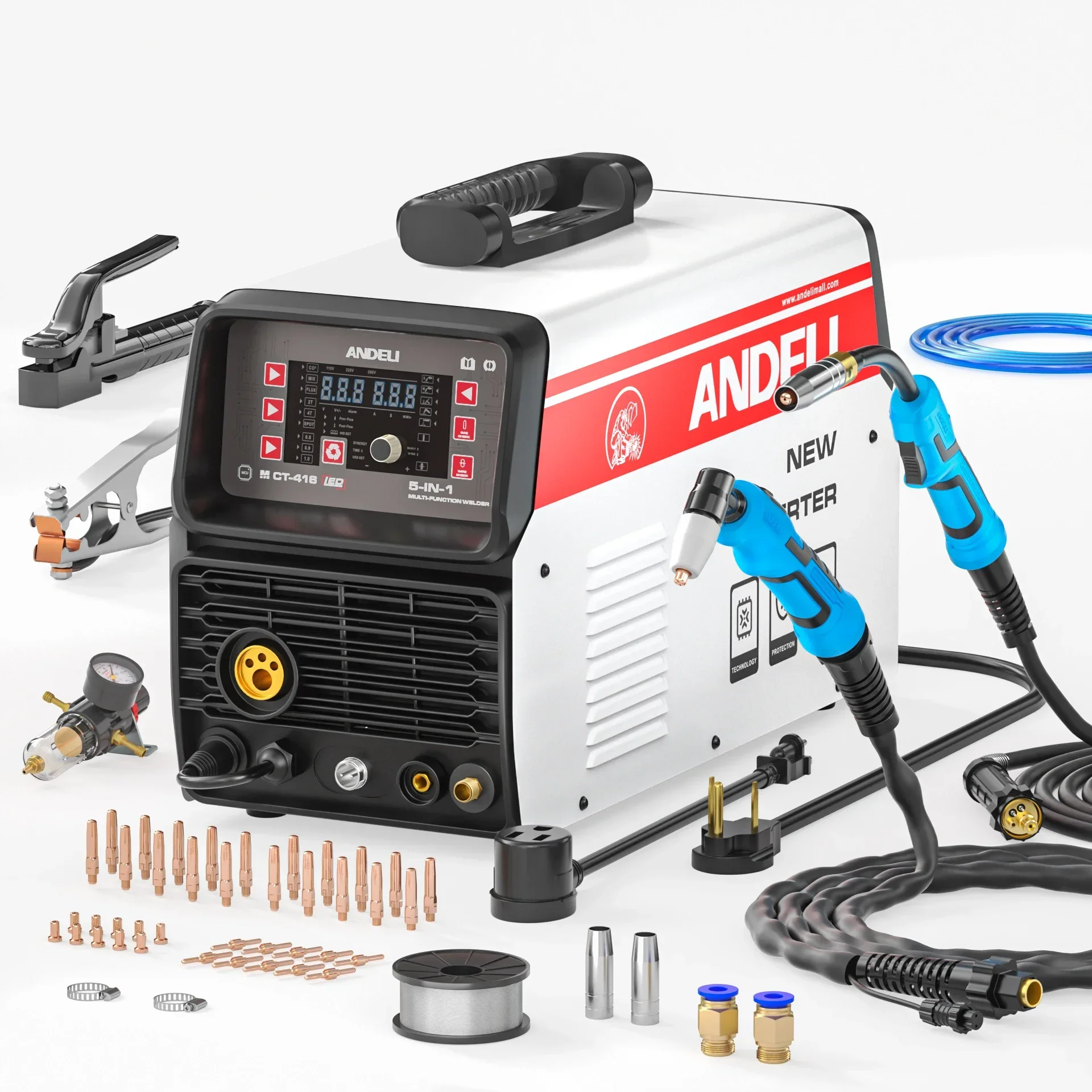 ANDELI 110V/220V High Frequency Welding Machine MCT-416 MIG LIFT TIG MMA HF CUT 5 in 1 Multifunctional Gasless Welder