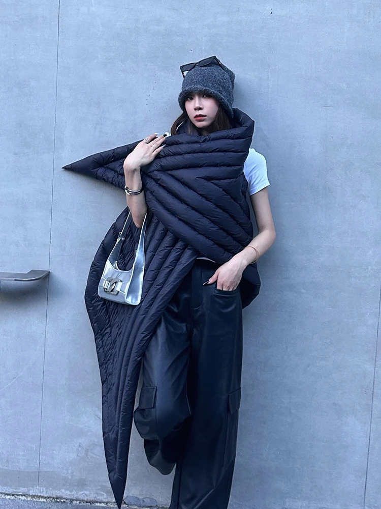 

Asymmetrical warm vest for both men and women, versatile scarf, neck and down vest 2025 autumn/Winter new style