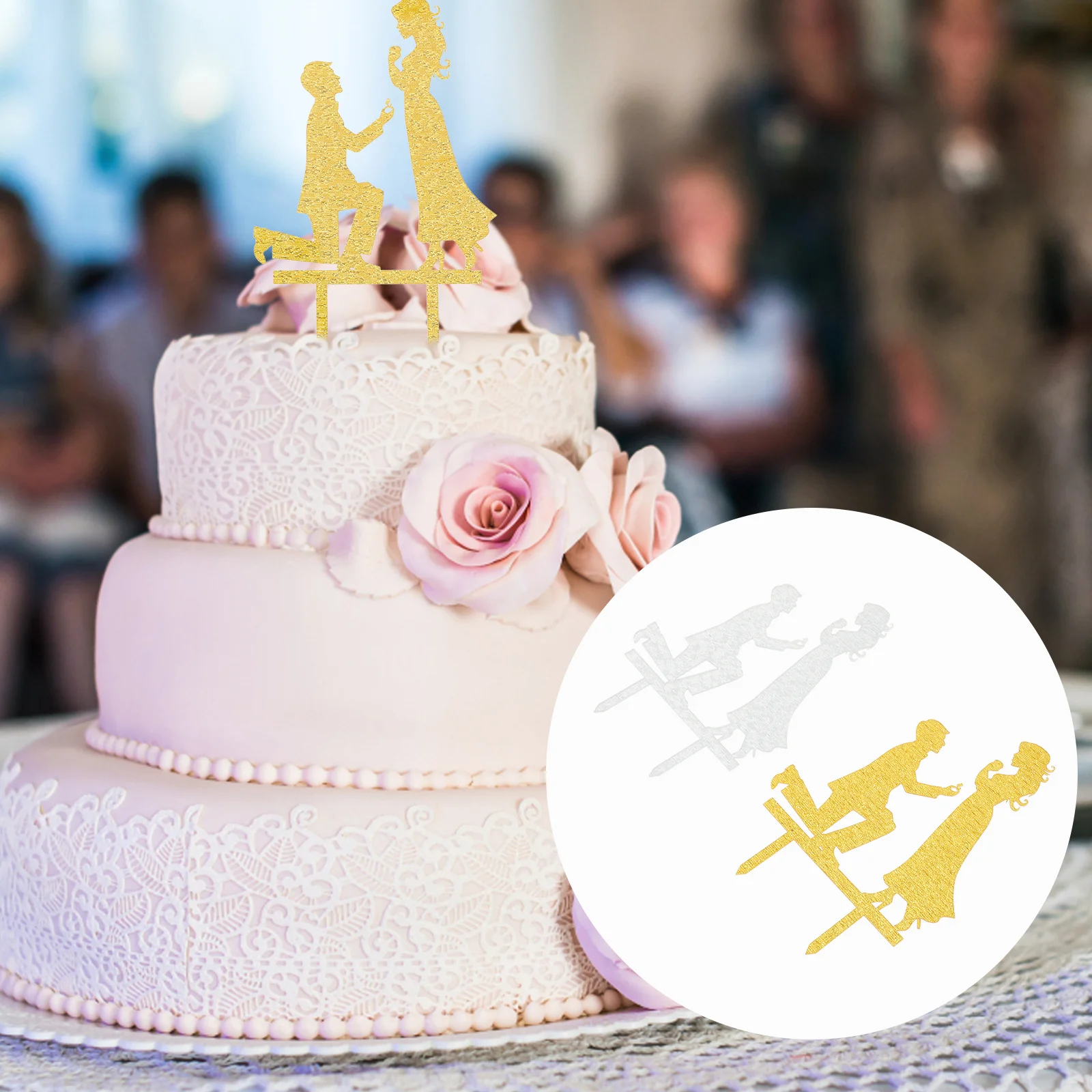 

2Pcs Propose Wedding Cake Picks Plastic Craftsmanship Perfect for Engagement Anniversary Party Cake Decoration Supplies