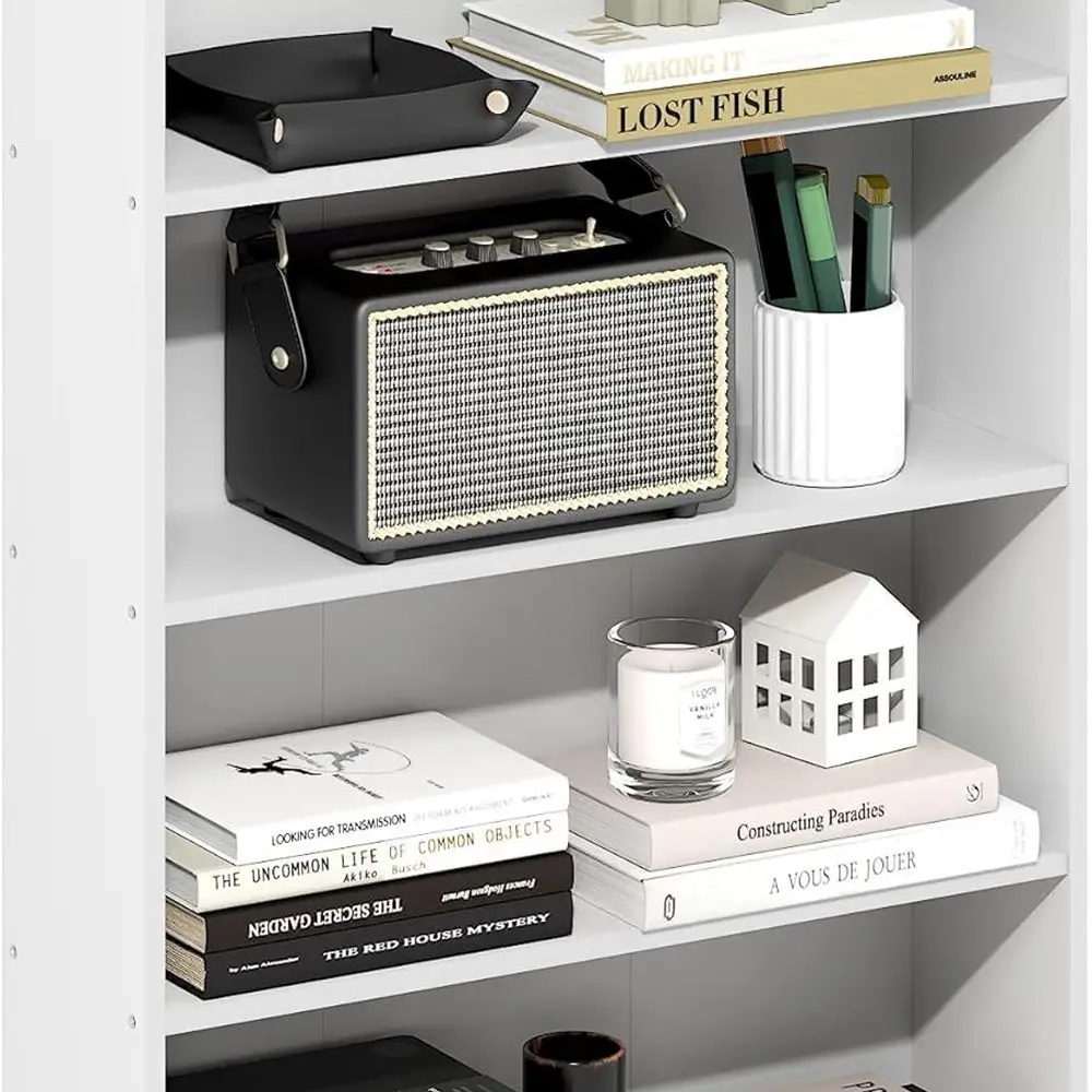 

Basic Book Shelf, 4-Tier Bookcase with Open Shelf, Bookshelf, Cube Storage Organizer, 6 x 24 x 35, for Living Room, Bedroom, Hom