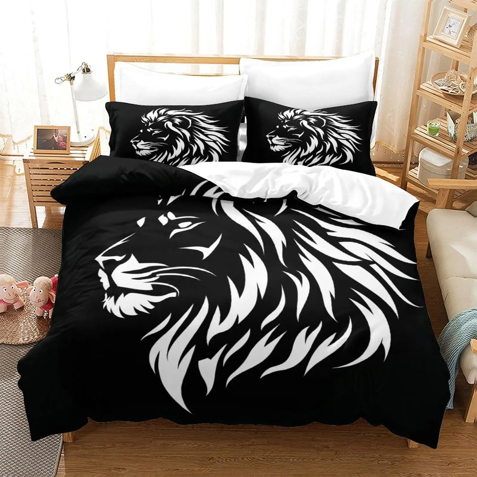 

Lion Duvet Cover Set King Size Wild Animal Pattern Bedding Set Decorative Comforter Covers Wildlife Theme Quilt Cover For Teens