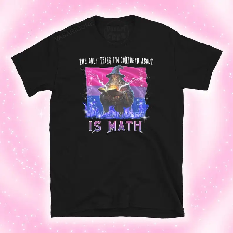 BISEXUAL The Only Thing I'm Confused About is MATH flag bi shirt, funny gay merch t-shirt queer, pansexual, sapphic, WIZARDCORE
