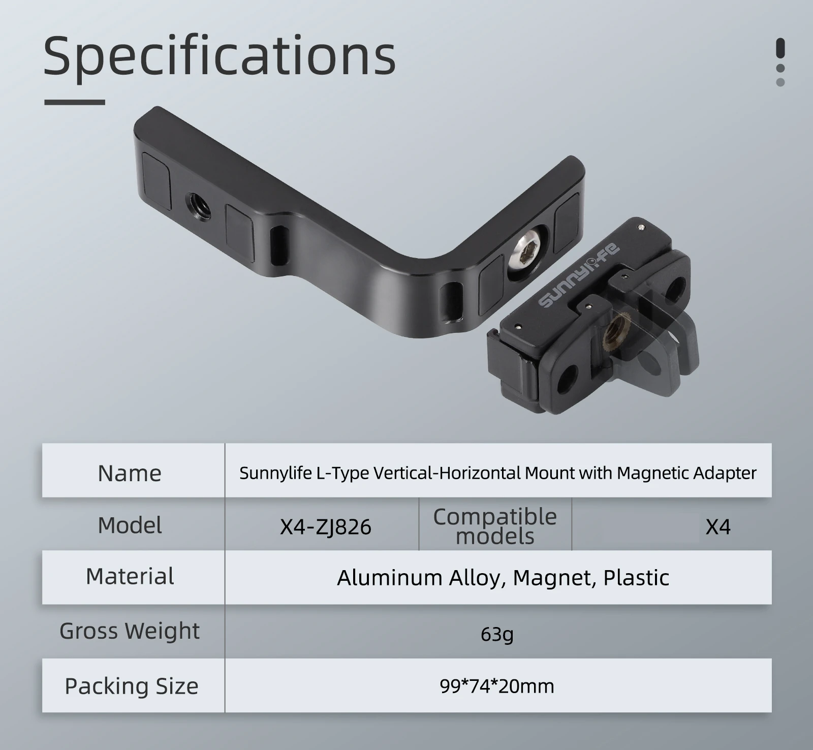 For Insta360 X4 horizontal and vertical shooting bracket L-type conversion bracket magnetic adapter expansion accessories