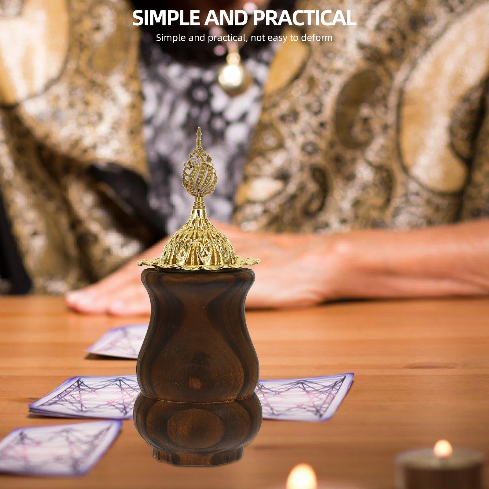 

1pc Incense Burner Decorative Censer For Aromatherapy Home Office Yoga Studio Desktop Ornament Arabic Style Aroma Furnace